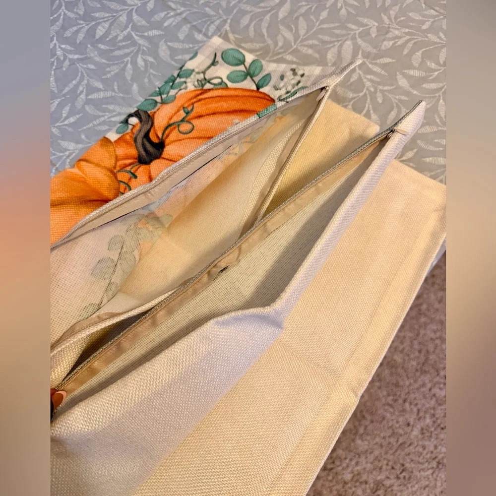 Harvest Pumpkin Decorative Holiday Pillow Cover - Orange